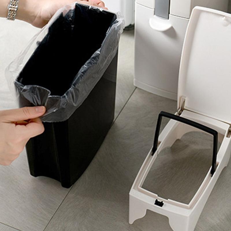 Plastic Garbage Can with Press Type Opening Large Capacity Trash Can Waste Bin Toilet Brush for Daily Disposal Need