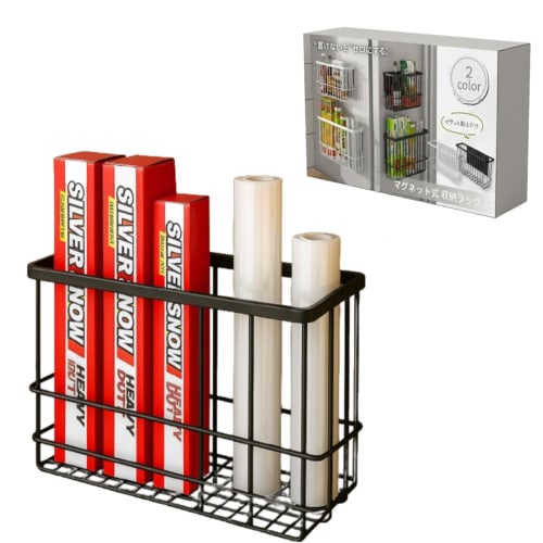 

Crystal Craft Magnetic Storage Rack for Condiments, Wraps, and More, Floating Storage, Medium Size (Black)