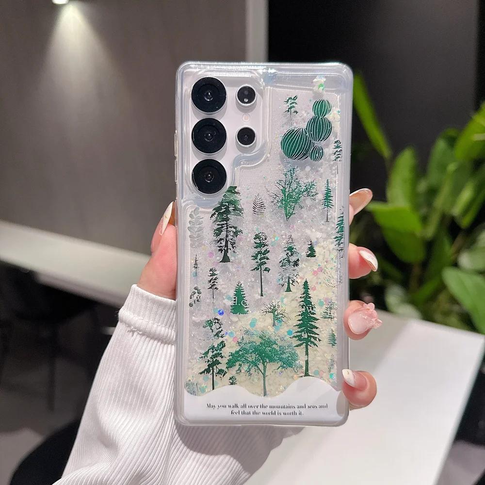 Y2K Castle Noctilucent Quicksand Glitter Case For Samsung Galaxy S25ultra S22 S23 S24 Ultra S25 Plus Transparent Silicone Cover