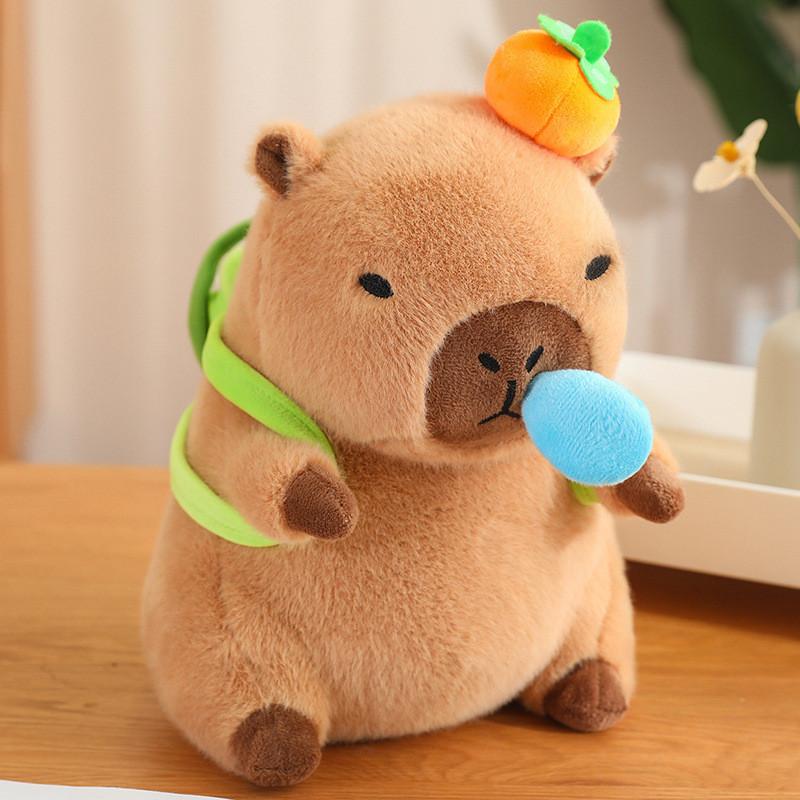 Capybara Plush Huggable Toy With Unique Food Designs And Soft Short Plush Fabric