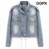 Single Collar Double Closing Denim Jacket Gq8jk018f
