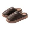 Autumn and winter slippers imitation PU lint cotton indoor thickened large size home warm plush slippers