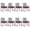 Garden Chairs and Cushions Set of 8 Solid Acacia Wood