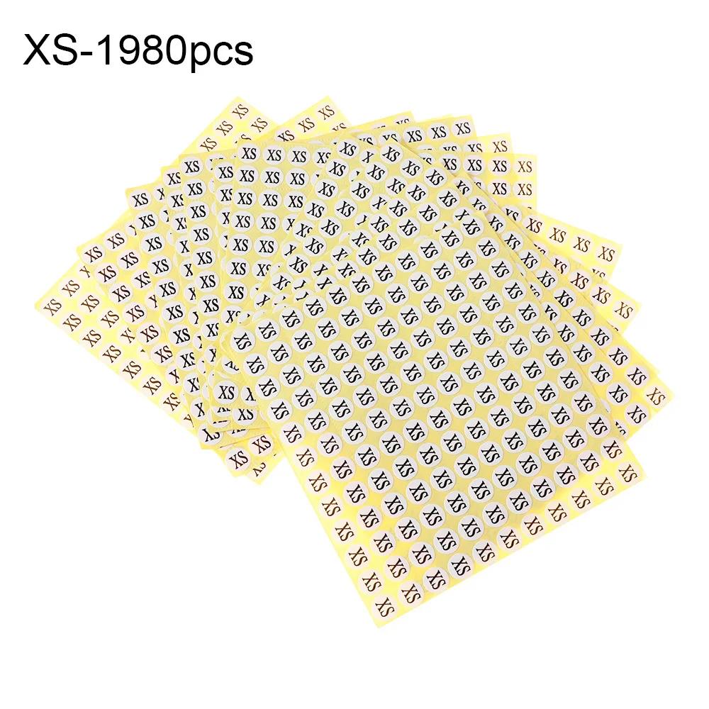 500/1980pcs paper self-adhesive size labels for clothing Garment Shoes Size Sticker tags sticker size label XS/S/M/L/XL size