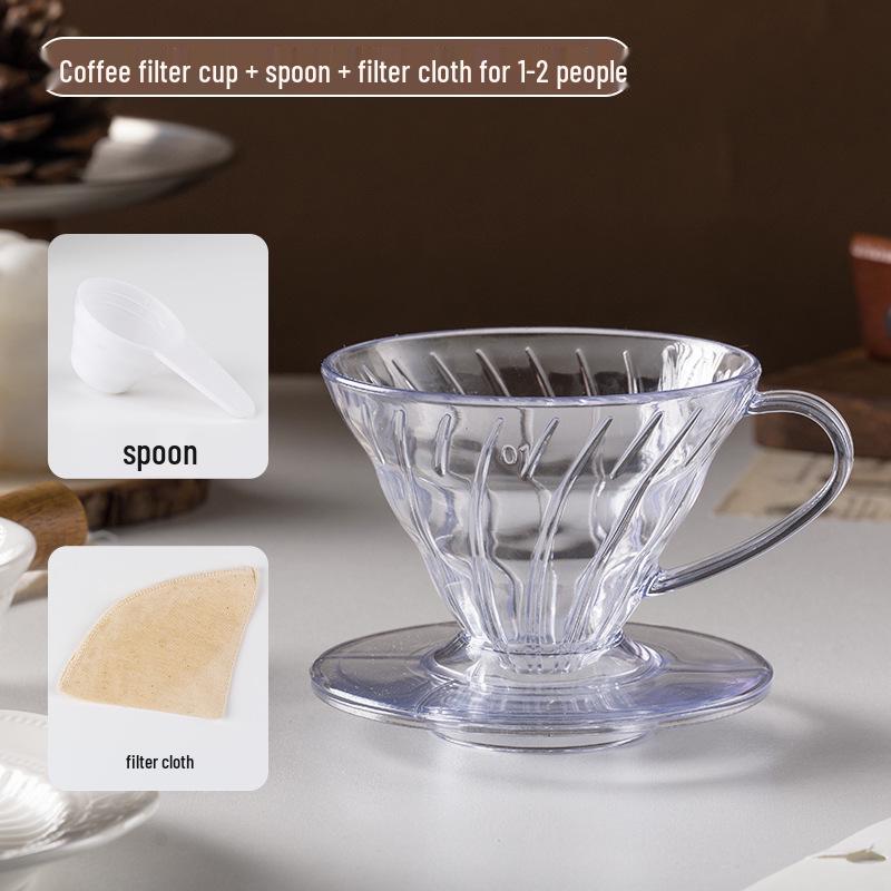 Clear Plastic Pour-Over Coffee Filter Conical Drip Pot
