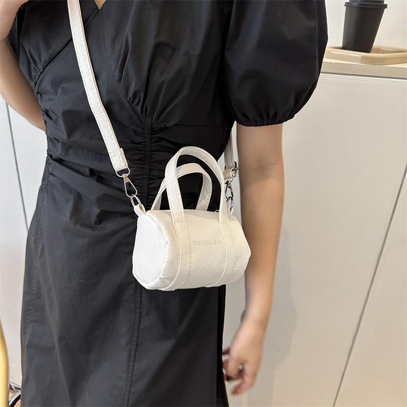 Stylish Mini Round Cylinder Bag Women 2023 Trendy Litchi Texture Handbag Soft Urban Chic