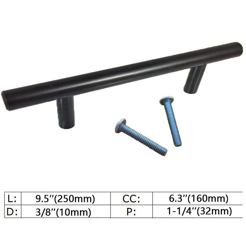 Sleek Black Stainless Steel T Bar Handles For Stylish Kitchen Cabinet Drawer Knobs