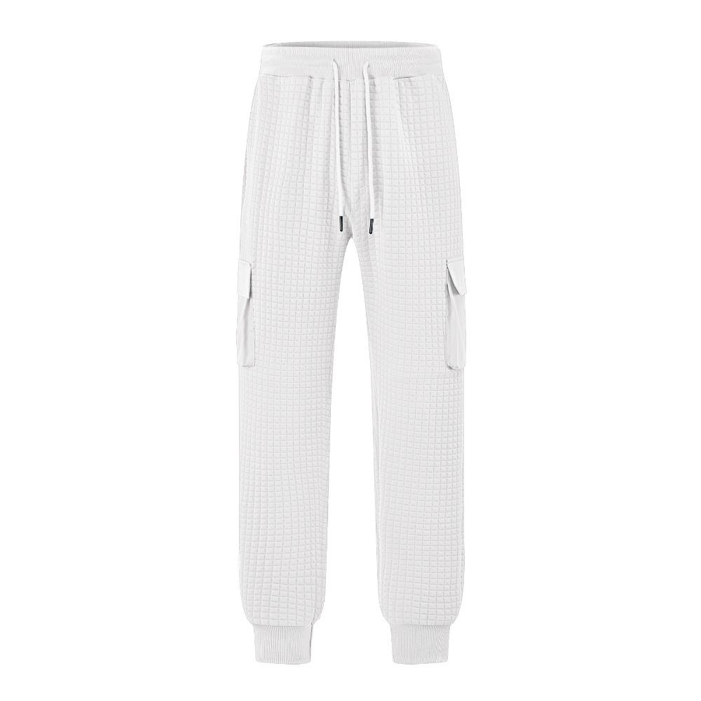 New men s casual trousers: stylish, casual checked trousers with tapered legs S белый