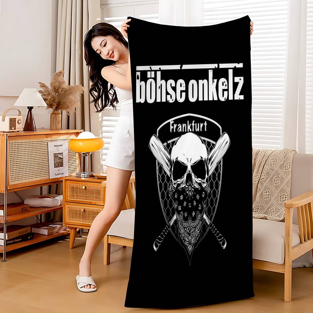 B-Bohse O-Onkelz Band Microvezel Strandlaken Absorberend Sneldrogend Zacht Yoga Zwemmen Resort Bergbeklimmen Handdoek W95*H135(CM)