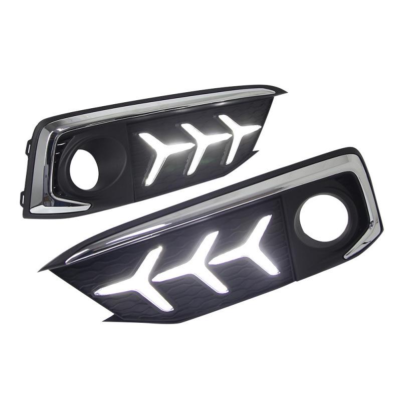 Compatible with 19-20 Honda Civic Fishbone-Style LED DRL Fog Lights