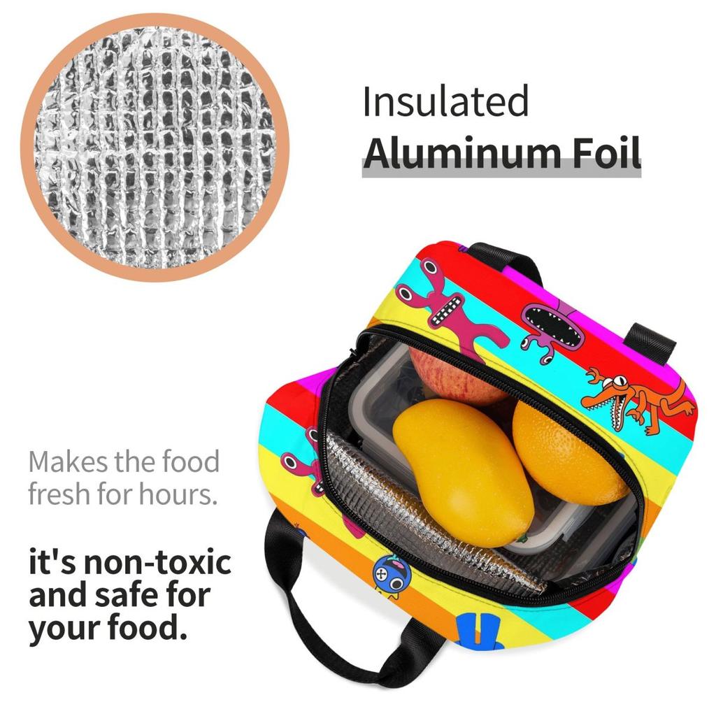 Super Colorful R-Rainbowed Friend Insulated Lunch Bag Tablet Gamer Food Container Portable Thermal Cooler Lunch Boxes For Picnic