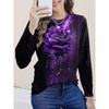 Dames Sweatshirt 3D Print Etnisch Bloemen Grafisch Dagelijkse Mode Casual Lange Mouw T-Shirts Ronde Hals Zwart Lente Herfst Tops