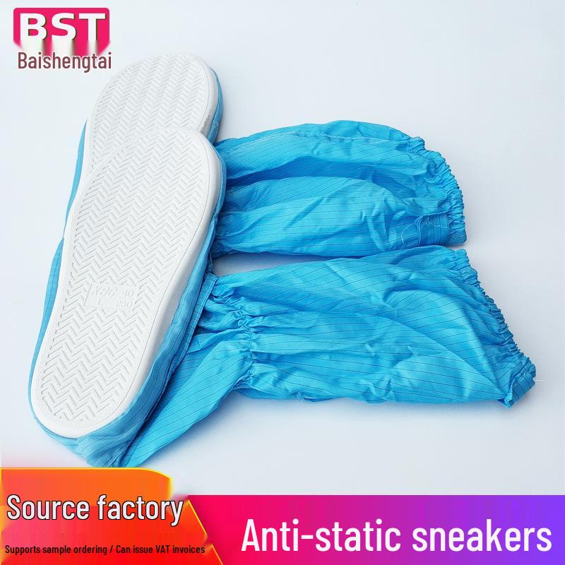 Blue & White Anti-static High-top Work Shoes with Soft Sole