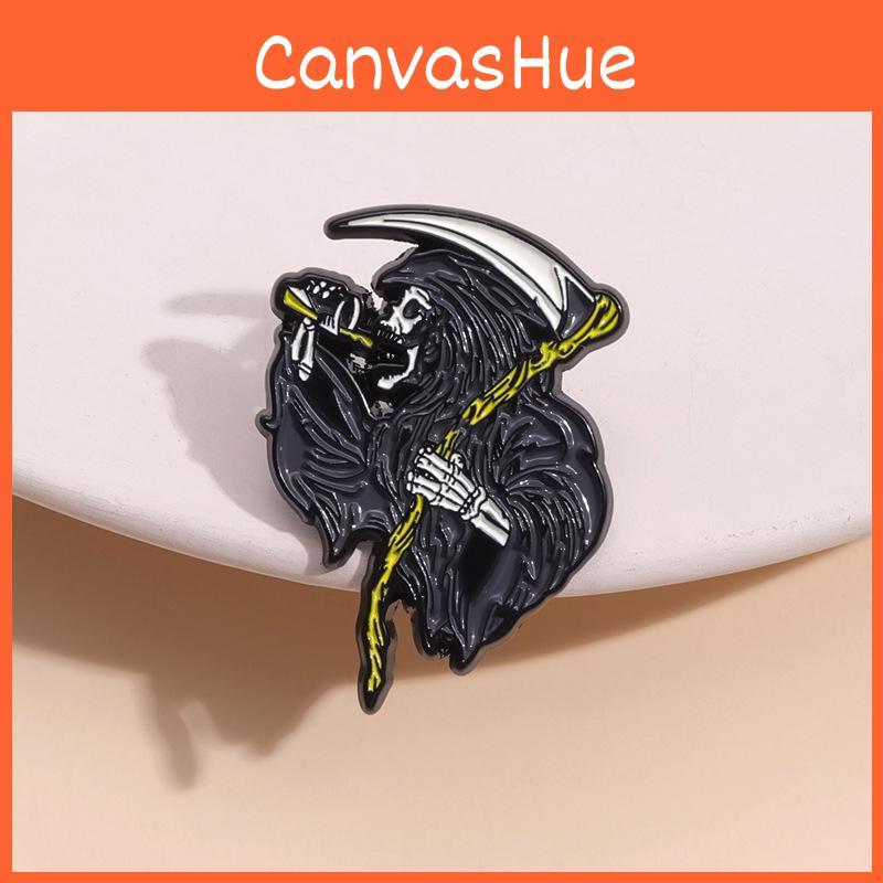 Trendy Cartoon Skull Reaper Pin Decorative Alloy Brooch For Halloween Style 2023