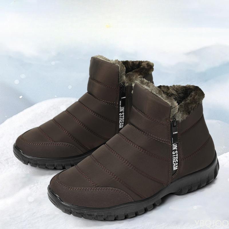 Winter Thick Warm Cotton Shoes with High Top Solid Color Simple Comfortable Anti Slip Wear-resistant Men's Snow Boots