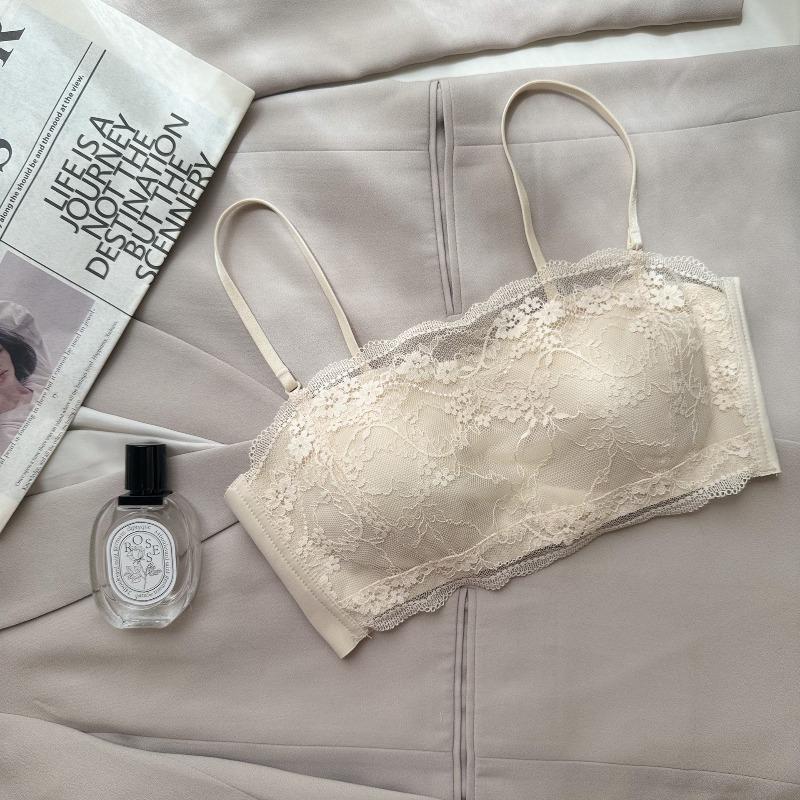 Summer chest wrapping underwear anti-light lace tube top bra thin removable replacement shoulder strap gathering no steel ring women