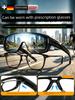 German Cycling Glasses, Myopia Protective Goggles, Windproof Goggles, Can Be Worn over Prescription Glasses, for Women, Day and Night Use, for