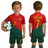 Conjunto de Equipamento Desportivo Infantil Portugal Nº 7 Ronaldo Incluindo Camisola Calções Meias Vermelho/Verde