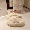 Mao Mao slippers women's new high-end outdoor wear versatile autumn and winter one-word thick-bottomed cotton slippers