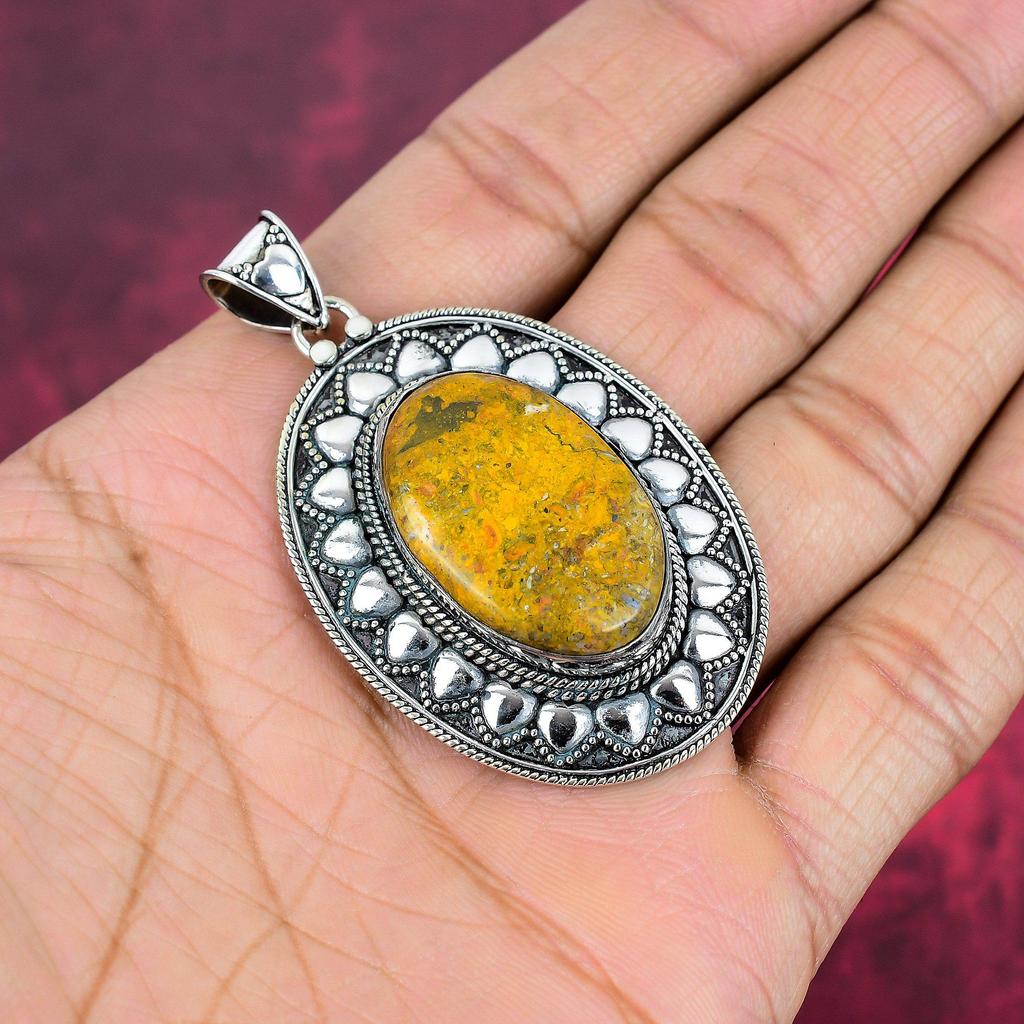 Bumblebee Jasper Pendant, 925 Solid Sterling Silver Gemstone Jewelry, Handmade Pendant, For Mother Day