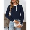Women's Fall Long Sleeve Sweaters Lace Trim Mock Neck Cozy Trendy Knit Pullover Tops