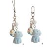 Soft Flocking Blue Elephant Keychain Lovely Animal Designs Sturdy Keyring for Kids Adults