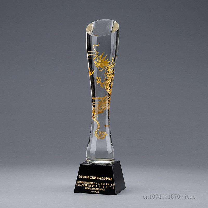 Crystal Base Trophy, Creative, Transparent, Trophy, Lettering, Award, Commemorative Gift, Home Decor, Black