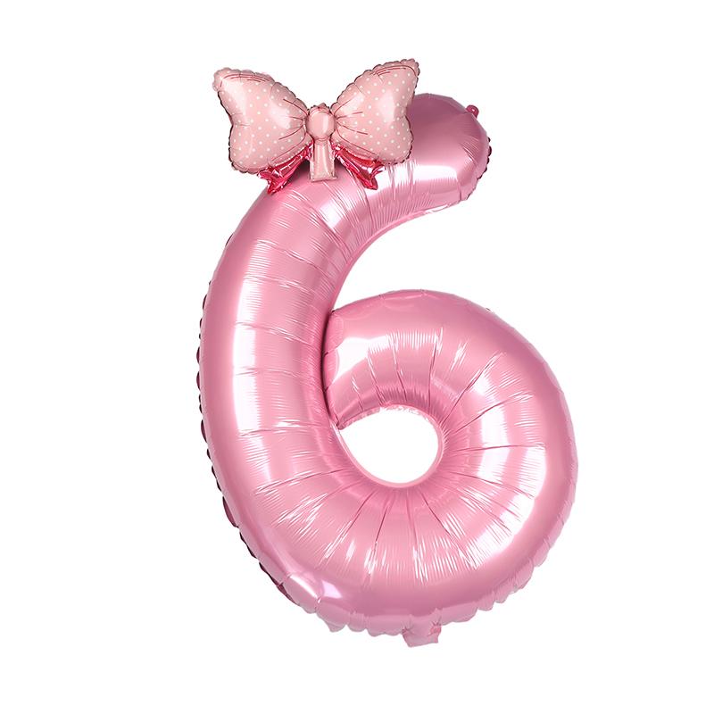Globos de Cumpleaños con Números 0-9 de 40 Pulgadas Globos Rosas con Lazo de Moño para Cumpleaños de Niñas Princesas Globos para Fiesta de Bodas Globo Gigante con Número
