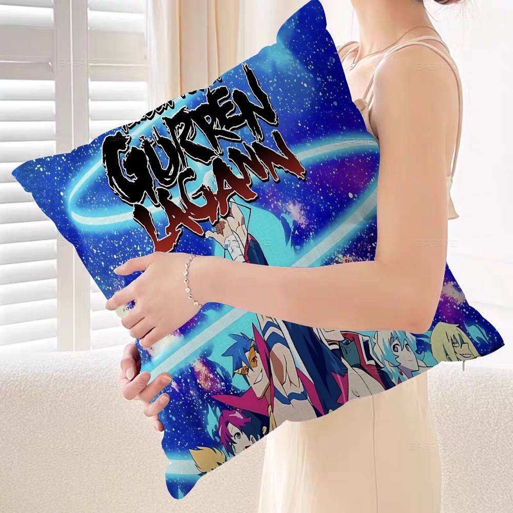 Anime Tengen Toppa GurrenLagann Cushion Cover Car Throw Pillow Case For Sofa Car Christmas Gift 40x40cm 45x45cm