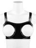 S-3Xl Wet Look Pvc Crop Tops Shiny Pu Leather Hollow Out Bust Bustier Tank Top Tights Sexy Cropped Clubwear Croptop Camis Vest