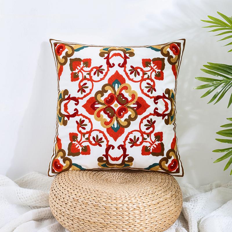 Ins Floral Embroidery Pillow Case Living Room Sofa Decoration Flower Bedroom Bedside Pillow