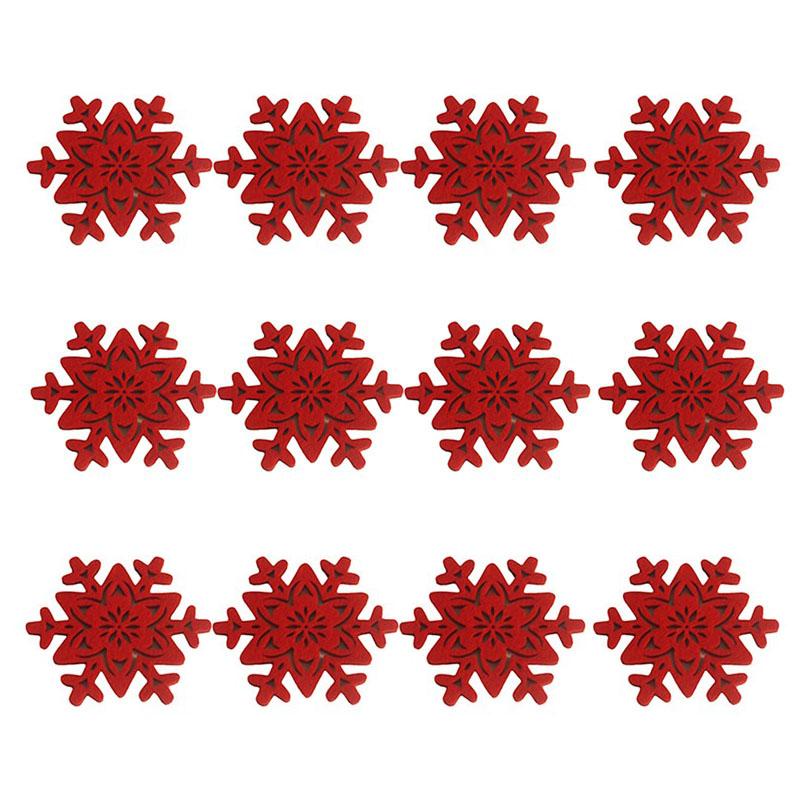 4/8/12Pcs Christmas Circular Coaster Shape Of Snowflake Christmas Tree Felt Cup Mat X-mas Party Decoration Table Accessories Pad
