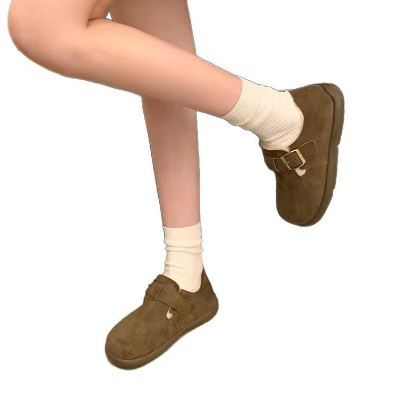 Women's new winter velvet outer cotton shoes with one pedal, fluffy shoes, non-slip soft-soled Doudou shoes