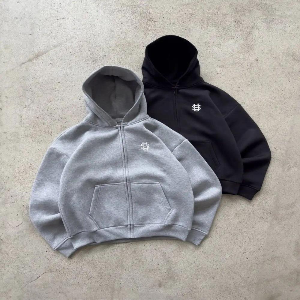 European & American Hip Hop Embroidered Zipper Sweatpants - Casual Long Pants for Men & Women