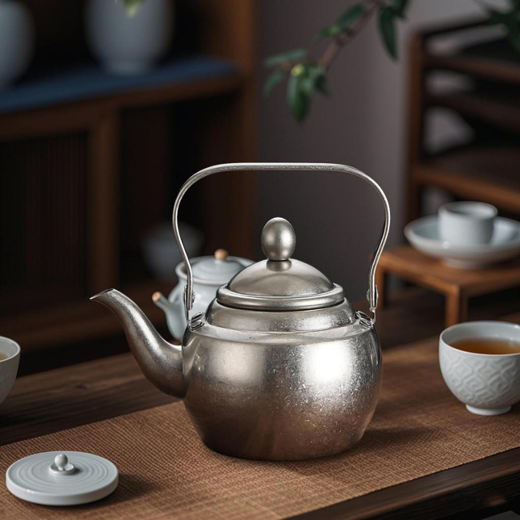 Bule de Chá de Aço Inoxidável Panela para Ferver Água Chaleira Portátil com Chá para Sala