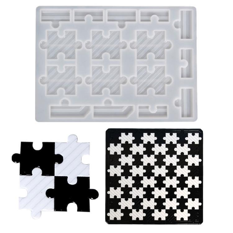 Chess Set with Checkers Board Silicone Resin Mold Full Size 3D Chess Epoxy Mold
