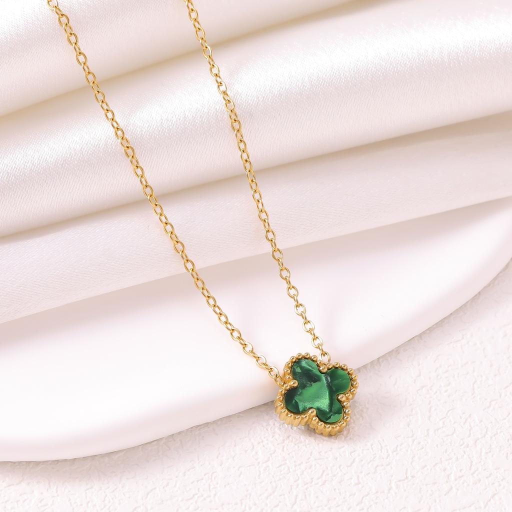 Lucky Four-leaf Clover Necklace Double-sided Titanium Steel Fade-resistant Women's Light Luxury High-end Sweater Chain