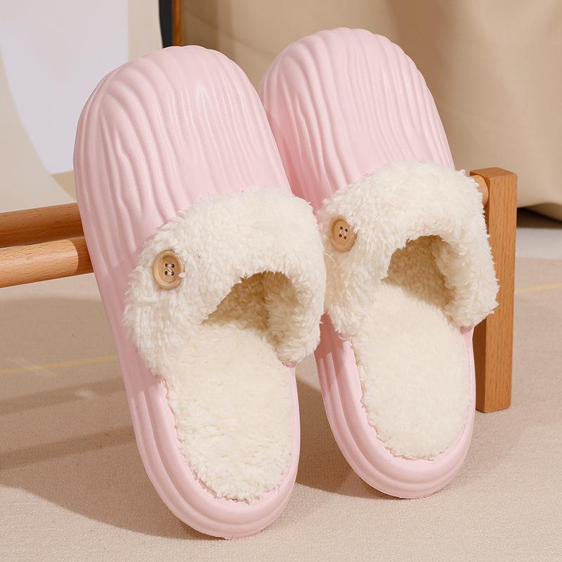 

Removable cotton slippers autumn and winter women s indoor home and outdoor wear warm velvet waterproof and dirt-resistant couple cotton shoes 36-37