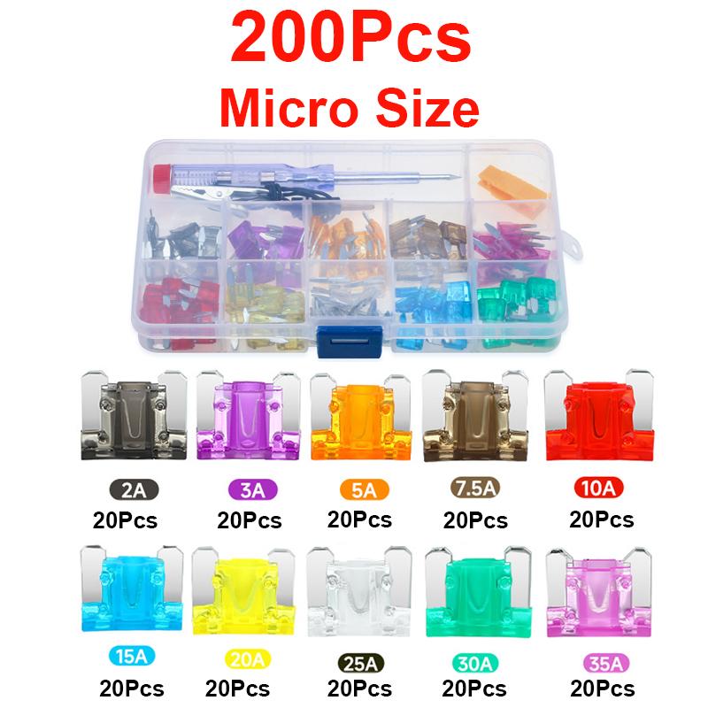 100/200Pcs Car Blade Fuse Assortment Kit Auto Truck Automotive Medium Small Sizes Mixed Motorcycle Circuit Fuse With Box 2A-35A Fuse Holders1