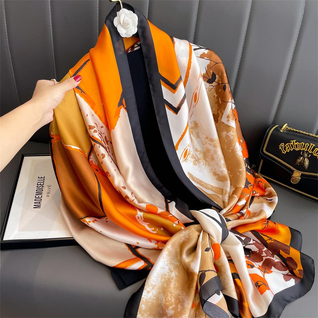 180*90cm Brand Designer Silk Scarf Female Foulard Bandana Long Shawls Wraps Winter Neck Scarves Pashmina Lady Hijab Luxury New