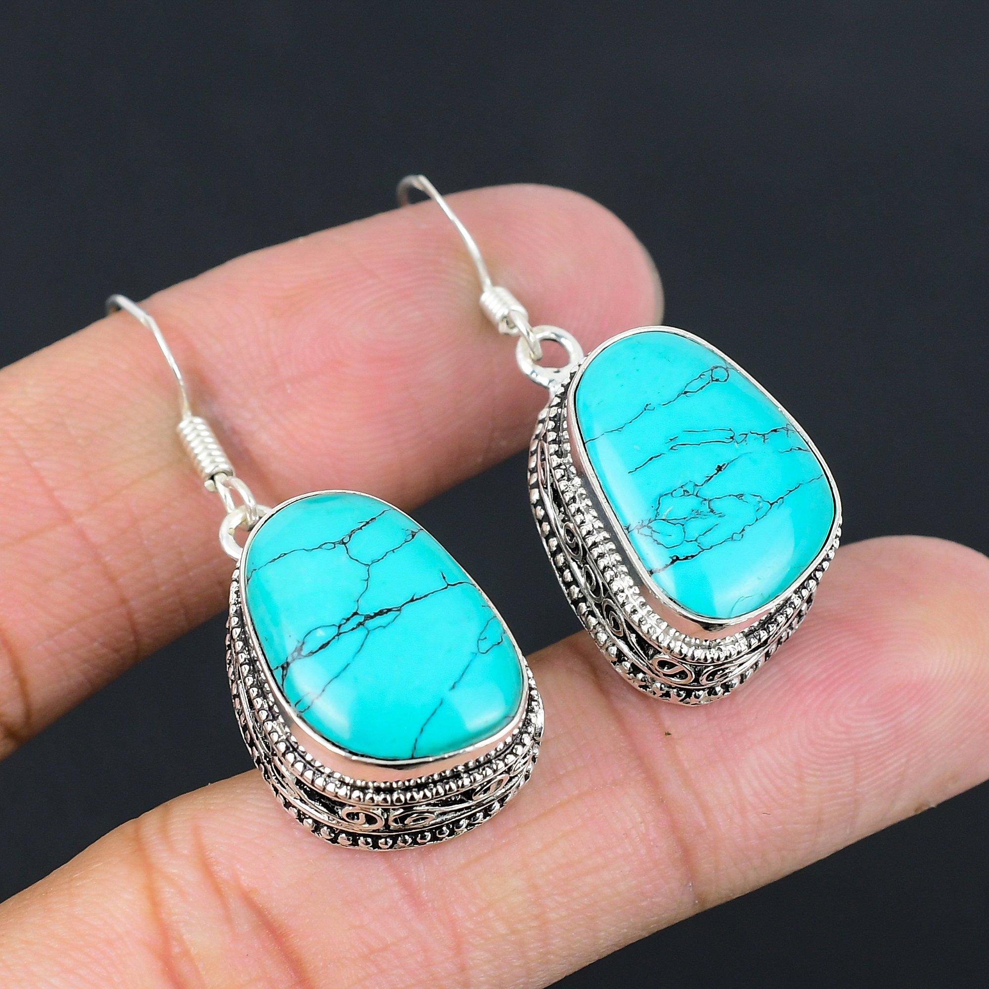 

Винтажные серьги-подвески из стерлингового серебра с бирюзой Санта-Роза на годовщину