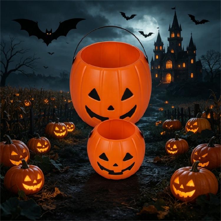 Großer Süßigkeitenhalter für Partydekoration Halloween Kürbis Leckerlibecher Mit Bequemem Griff