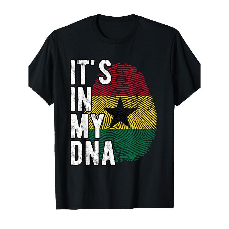 Funny It S in My DNA Ghana Flag Fingerprint T-Shirt S чёрный