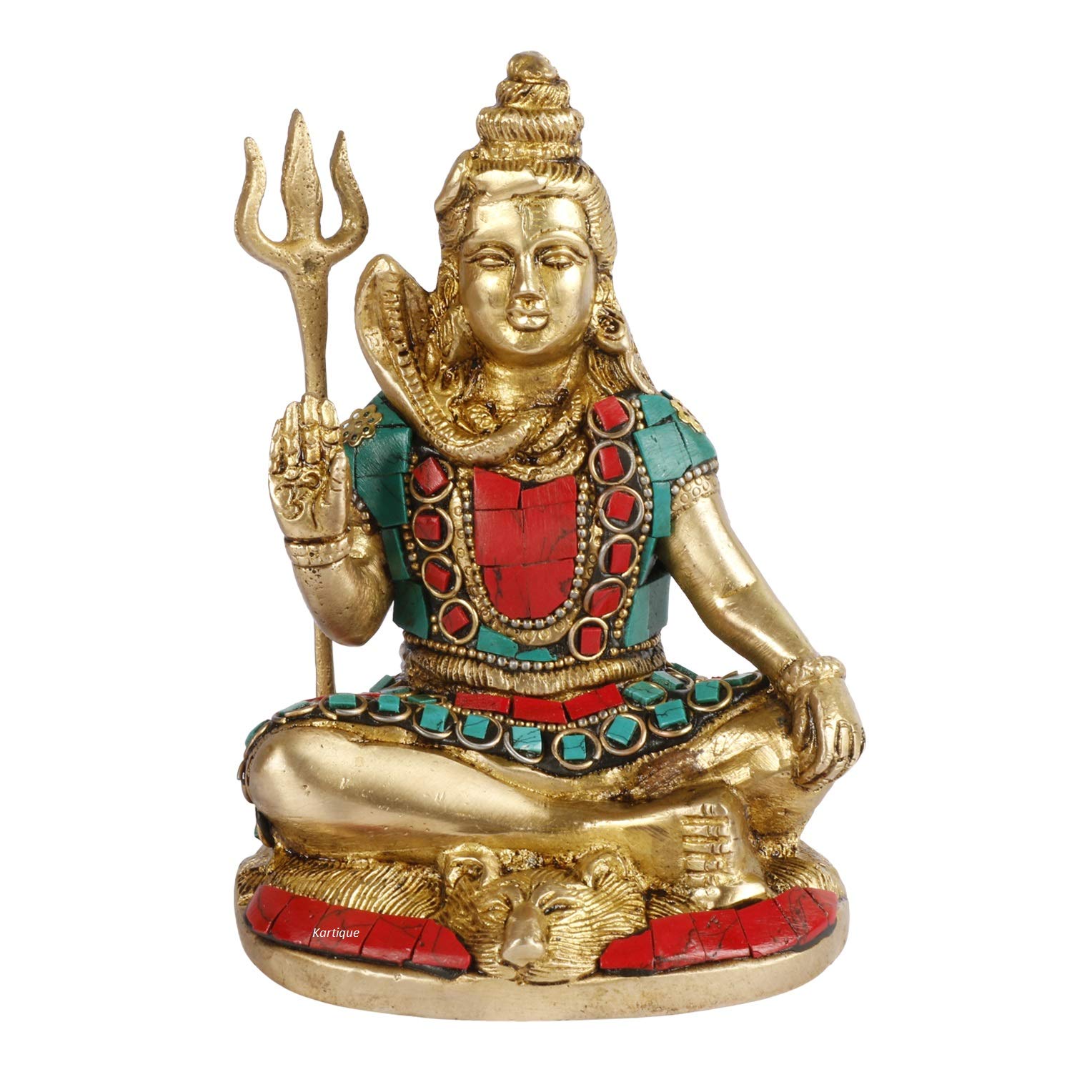 Чистая Латунная Статуэтка Шивы в Благословляющей Позе для Духовного Домашнего Декора - 5,5 Дюйма