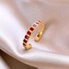 Vintage Red Alloy Rings for Women Gold Color Adjustable Ring Female Aesthetic Luxury Wedding Jewelry Gift