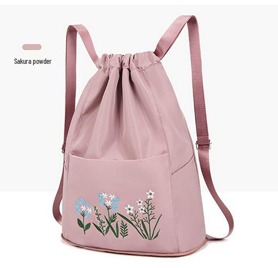 Casual Embroidered Folding Gym Backpack - Large Capacity, Wet/Dry Compartments, Ideal for Short Trips and Sports.