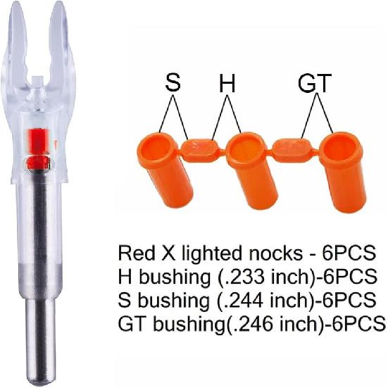 Arrow Nock X/5.2mm LED Nock Screwdriver Included, 6 PCS Universal Fit for Arrows with ID of .204".233".244" & .246"