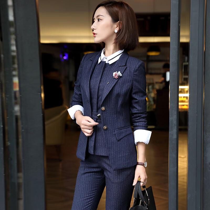 Troyman Women's Dark Stripe Professional Suit Set