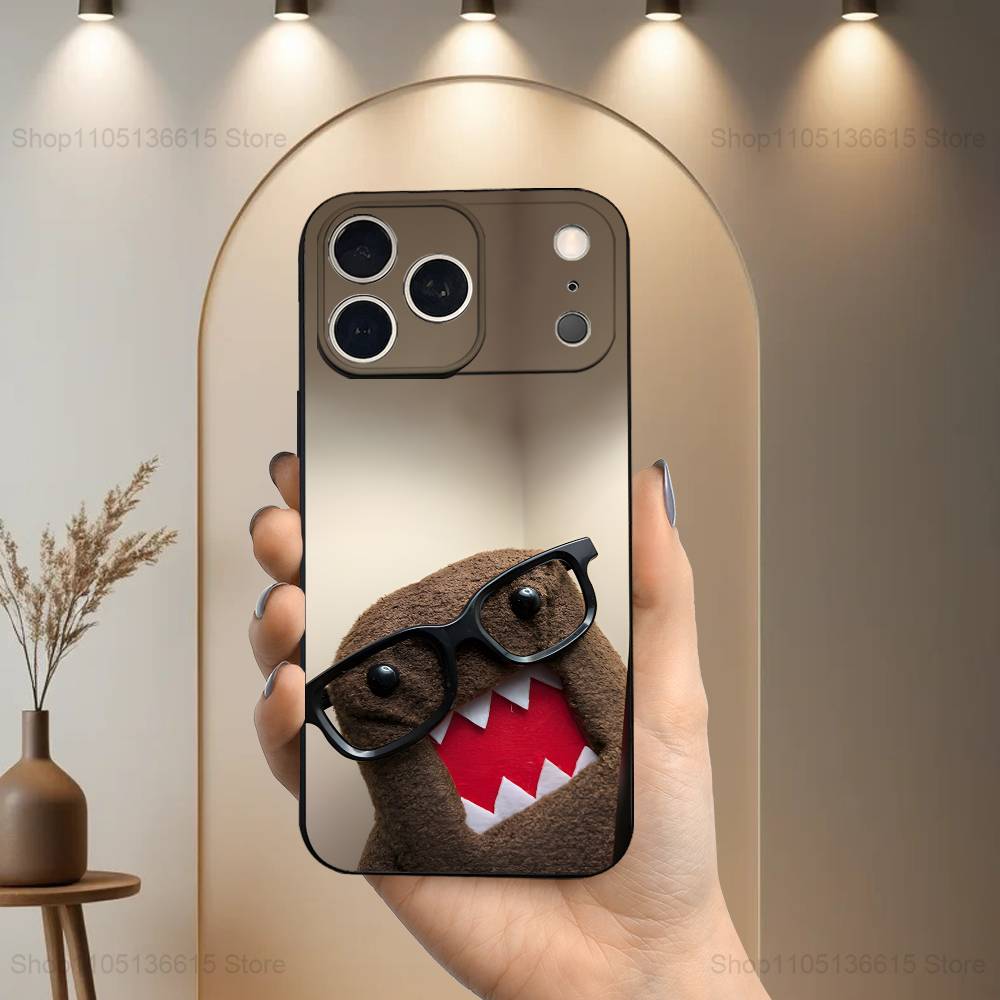 Cute D-DOMO-KUN Art Case For iPhone 17,16,15,14,13,12,11 Air,Plus,Pro Max,XS,X,XR,SE,Mini,8,7,Soft Silicone Black Cover