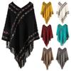 Winter Warm Rhombic Stripe Tassel Shawl Imitation Cashmere Knitting Wraps  Women Fashion